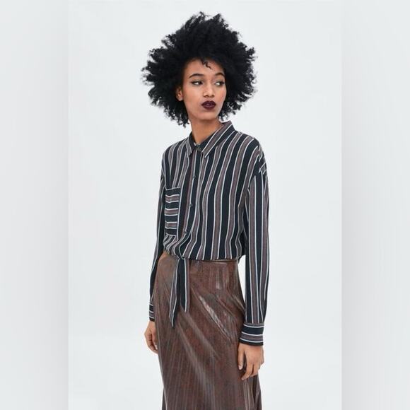 Zara PLEATED MIDI SKIRT Size Large - Picture 2 of 7